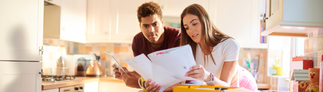 Couple looking at papers